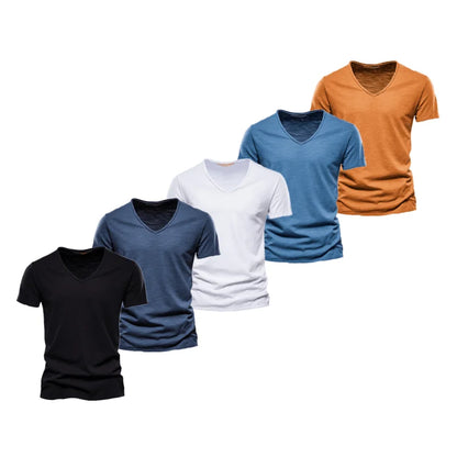 Herren T-Shirt im Casual-Stil mit V-Ausschnitt in einfarbigem Design