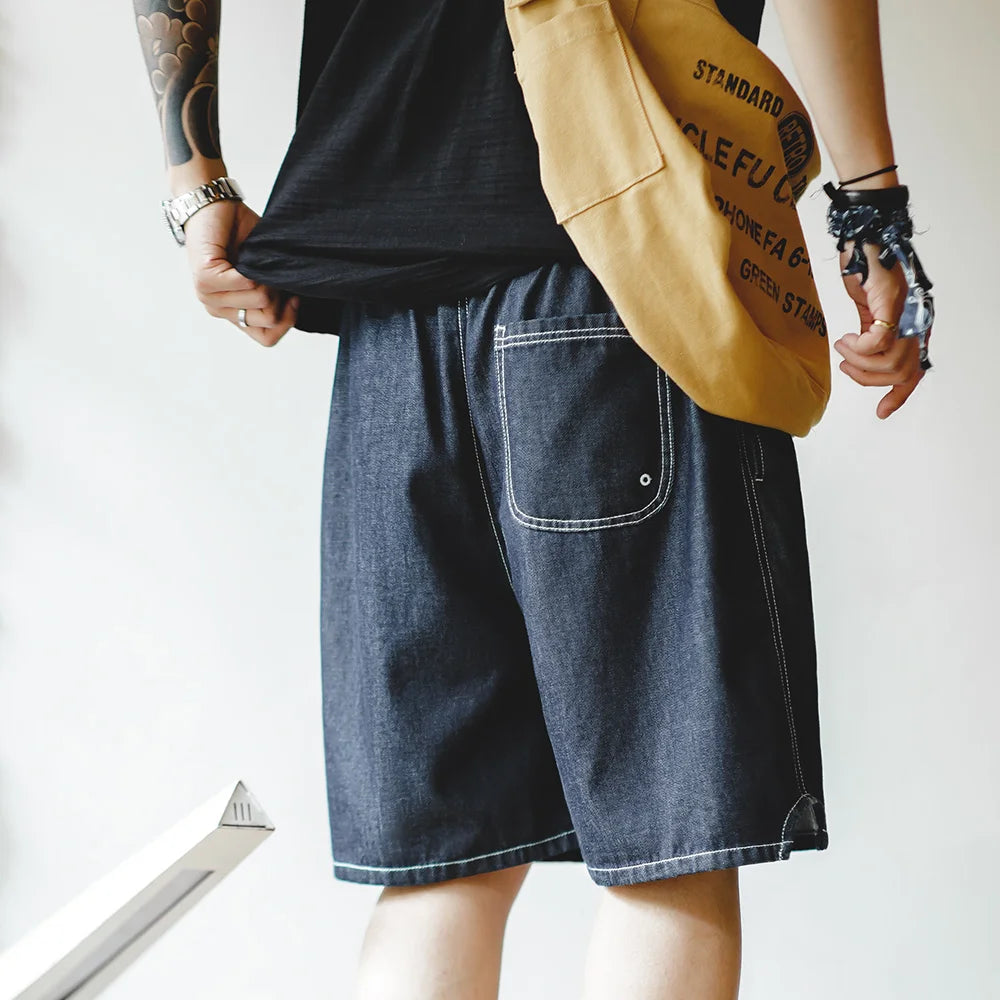 Herren Denim-Shorts im Vintage-Stil mit elastischer Taille für den Sommer