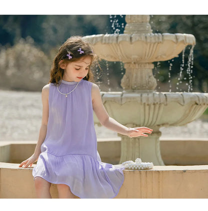 Ärmelloses Sommerkleid mit kleinen Blumen für Mädchen und passende Mutterkleid-Option aus 100% Baumwolle – ideal für den Strandurlaub