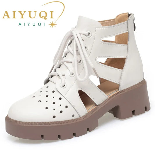 Damen Mesh Stiefeletten Britisch Stil Echtes Leder