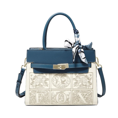 Damen Schultertasche aus Splitleder mit Stickerei im chinesischen Stil