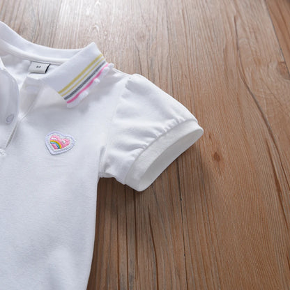 Kleinkind-Mädchenkleid im Alter von 2–6 Jahren, gelber Kragen, Sommer-Baumwollkleidung für Kinder, süßes lässiges Outfit