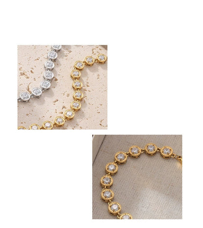 Damen-Charm-Armband mit Zirkonia-Kette aus Edelstahl