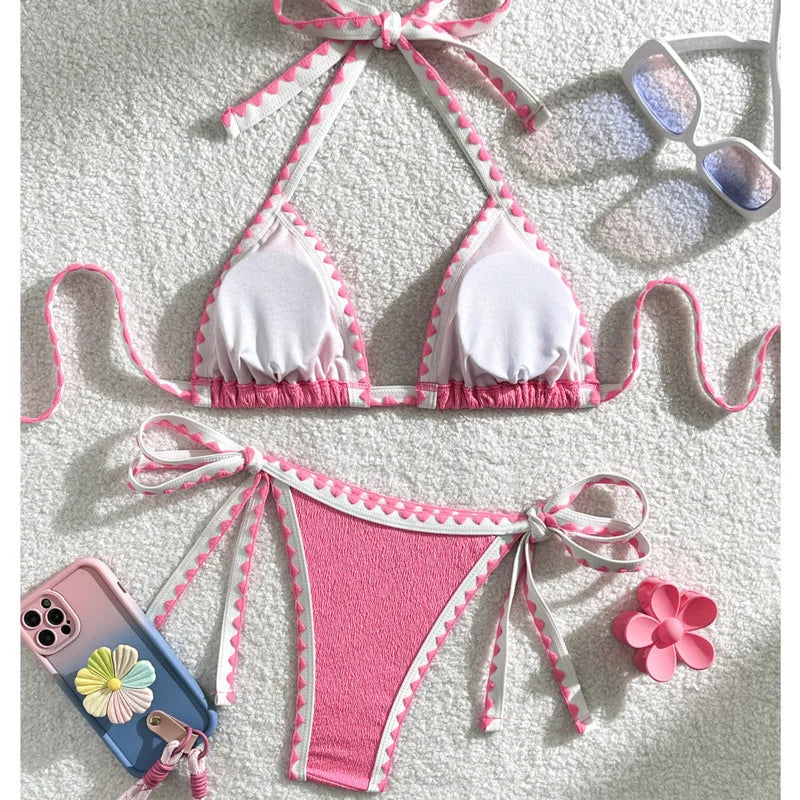 Verführerisches Damen-Bikini-Set in Unifarben – ideal für Strand und Pool