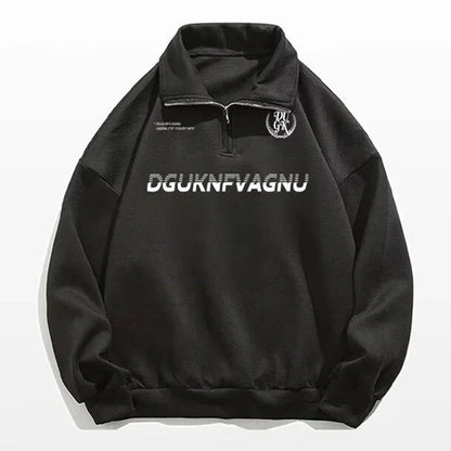 2025, neue Herren-Sweatshirts mit Buchstaben-Aufdruck, halber Reißverschluss, Vintage-Pullover mit Polo-Ausschnitt, Hoodies, Y2K-Streetwear, langärmelig, Sudaredaras