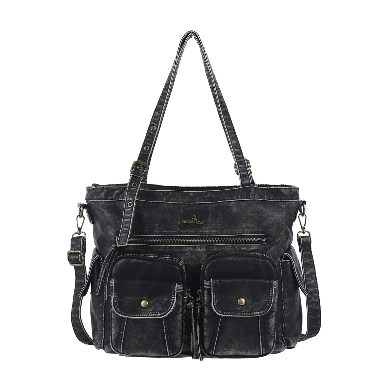 Damen-Schultertasche mit Reißverschluss und Innenfächern für Telefon und Schlüssel - Große Kapazität