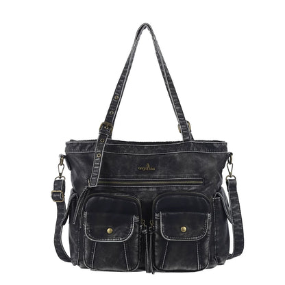 Damen-Schultertasche mit Reißverschluss und Innenfächern für Telefon und Schlüssel - Große Kapazität