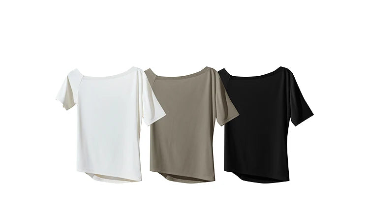 Damen T-Shirt im minimalistischen Stil mit klassischer Slim Fit Passform