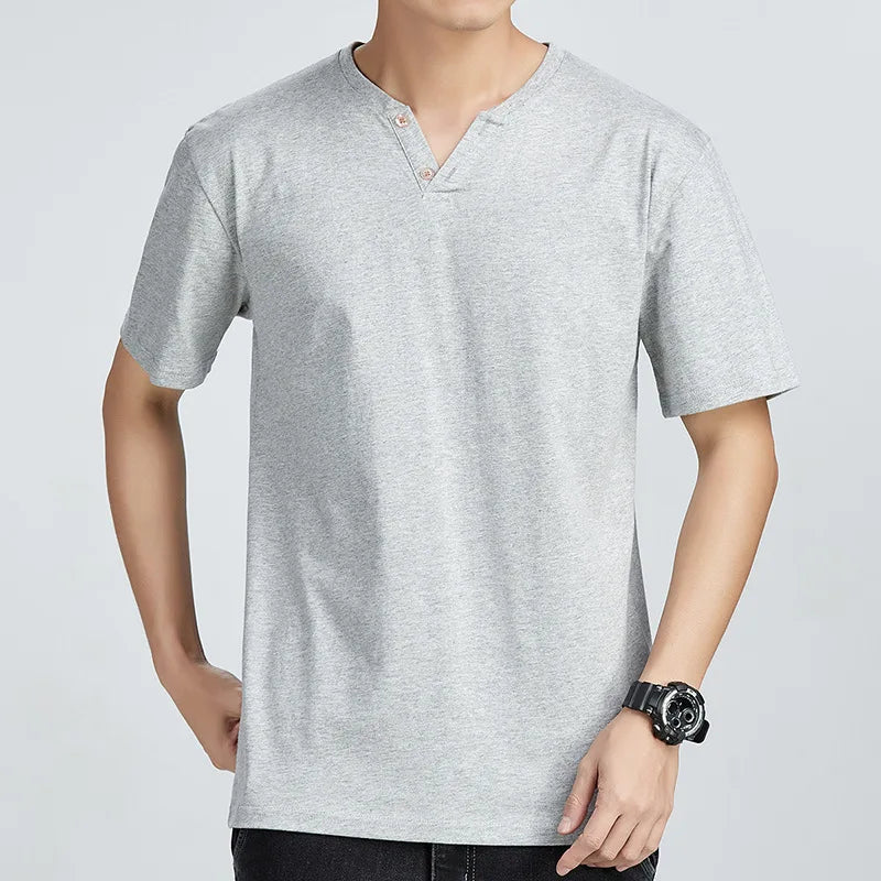Leichtes Herren-T-Shirt mit Waffelstruktur, Farbblock-Design und Rundhalsausschnitt – kurzärmelig und gepolstert