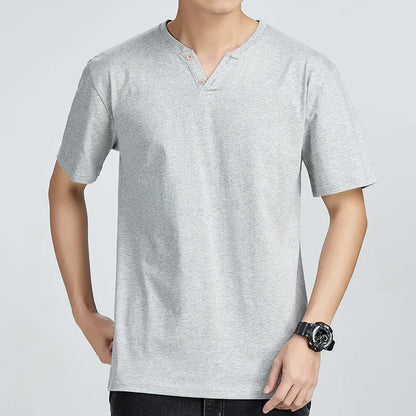 Leichtes Herren-T-Shirt mit Waffelstruktur, Farbblock-Design und Rundhalsausschnitt – kurzärmelig und gepolstert