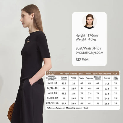 Kurzärmeliger Sommerpullover mit Stehkragen, glatter Strick, schwarzes Damenoberteil