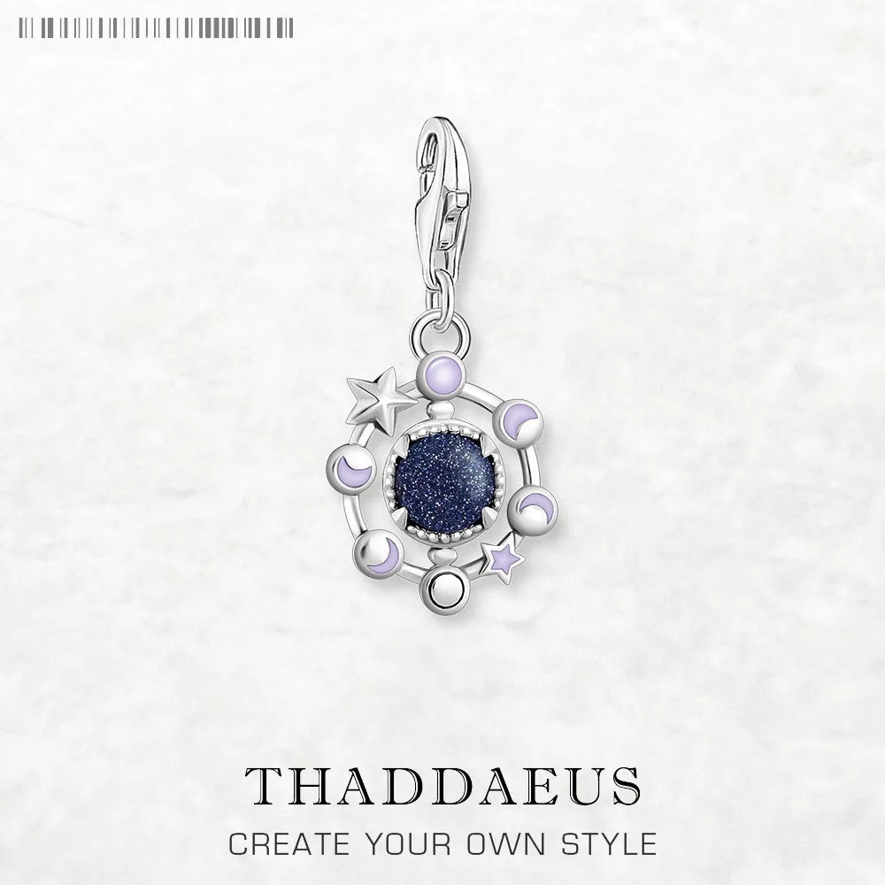 Damen-Charm-Anhänger Mondphasen handgefertigt aus Sterlingsilber