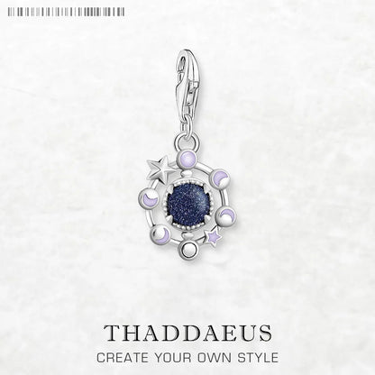 Damen-Charm-Anhänger Mondphasen handgefertigt aus Sterlingsilber