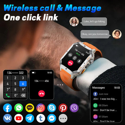 LIGE 2,01 "Ultra Smart Uhr Männer 1000 mAh Batterie Taschenlampe 100 + Sport Herzfrequenz Bluetooth Anruf Smartwatch Für IOS android Neue