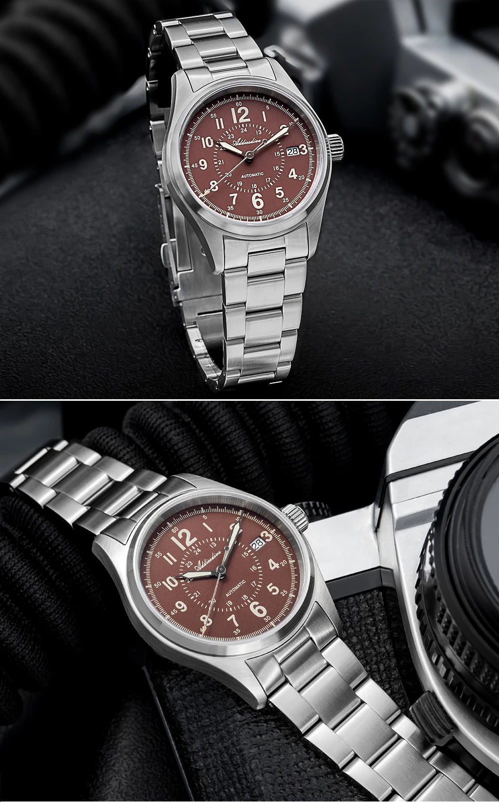 Herren-Vintage-Automatikuhr mit NH35A-Werk und Saphirglas