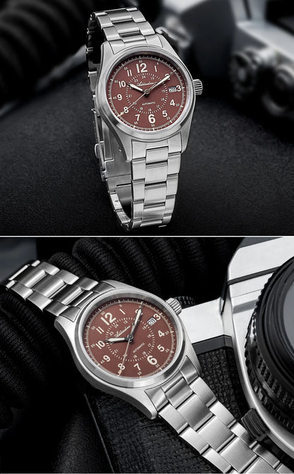 Herren-Vintage-Automatikuhr mit NH35A-Werk und Saphirglas