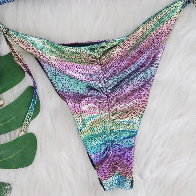 Sexy Bikini-Set mit Strasssteinen für Damen – Push-up-Badeanzug für Strand und Pool