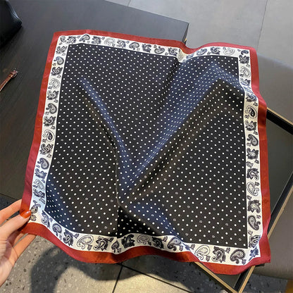 Damen Seidensatin Schal quadratisch gepunktet Kopftuch Bandana Hijab Neu