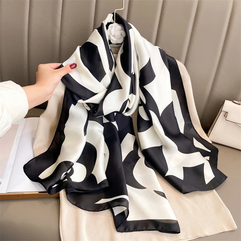 Damen Seidenschal groß 180x90cm Sommer Strand Foulard Bandana weich