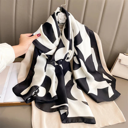 Damen Seidenschal groß 180x90cm Sommer Strand Foulard Bandana weich