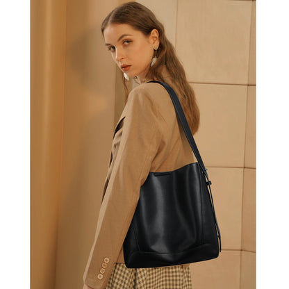 Damen Schultertasche aus Leder im klassischen Stil Große Tote für Büro