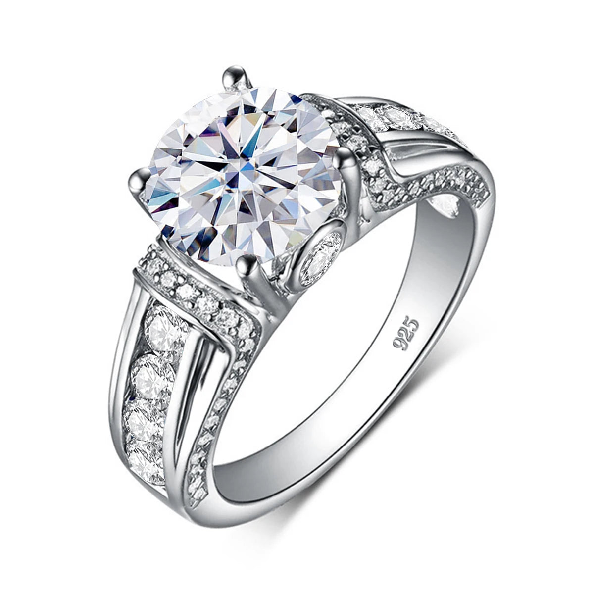 Damen-Ring Moissanit 2 Karat aus Silber 925 Edler Verlobungs- und Hochzeitsring Schmuck Geschenk