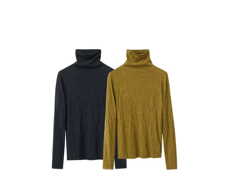Damen-Rollkragenpullover Wolle Slim einfarbig Büro Winter