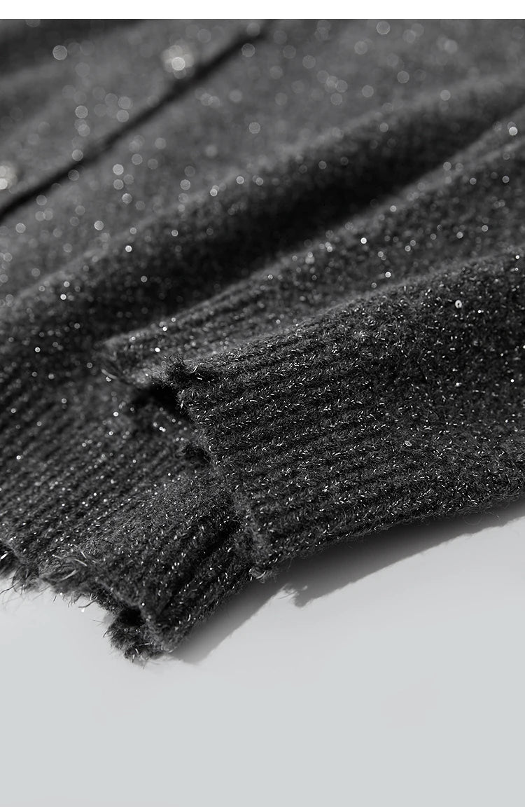 Damen-Strickjacke Rundhals englischer Stil einfarbig elegant Herbst