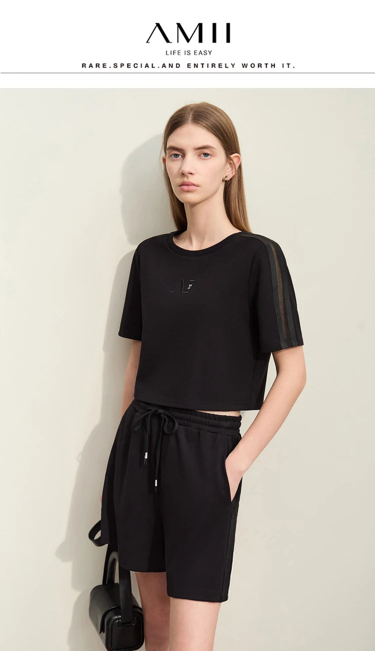 Damen Shorts im lässigen Stil mit Aushöhlung und elastischer Taille