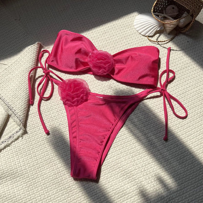 Sexy Push-Up Bikini-Set für Damen – Solides Design für Strand und Pool