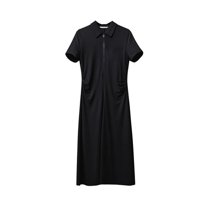 Stylisches Damenstrickkleid Mit Reverskragen Und Stretchstoff