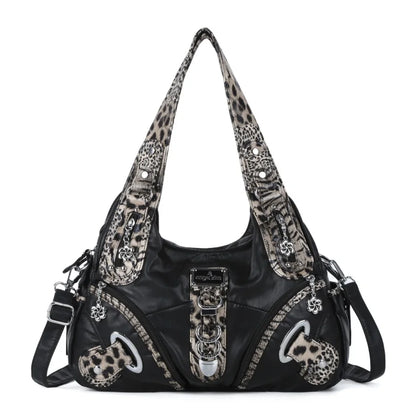 Damen-Schultertasche großes Fassungsvermögen Top-Handle stilvolle elegante Leopardendruck