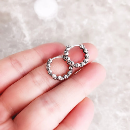Damen-Creolen Schädel Scharnier Punk massiv aus Sterlingsilber