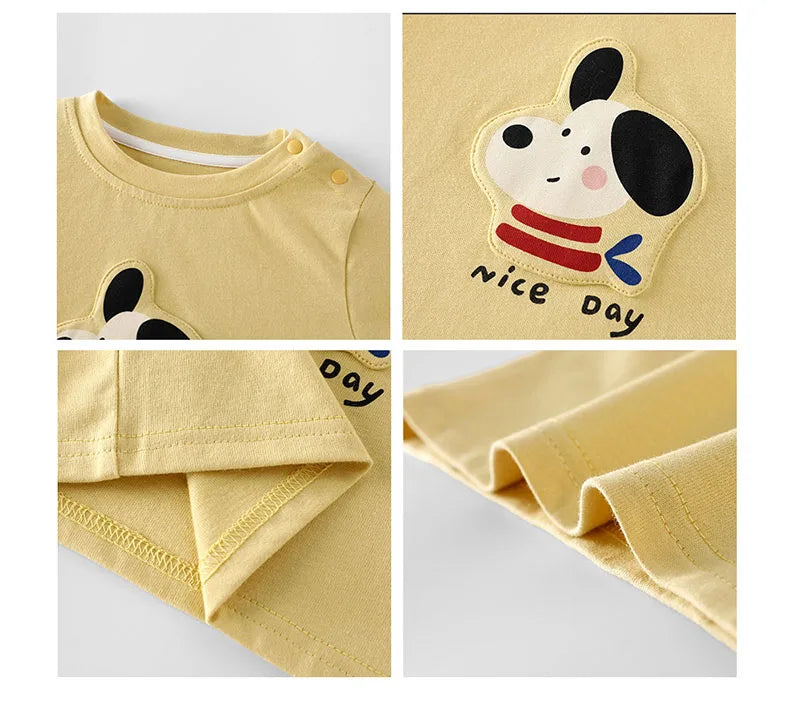 Mädchen T-Shirt im koreanischen Stil mit niedlichem Cartoon-Hundedesign