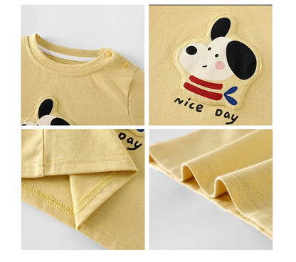 Mädchen T-Shirt im koreanischen Stil mit niedlichem Cartoon-Hundedesign