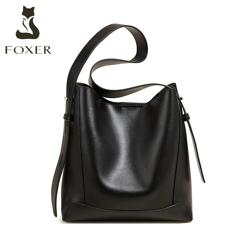 Damen Schultertasche aus Leder im klassischen Stil Große Tote für Büro