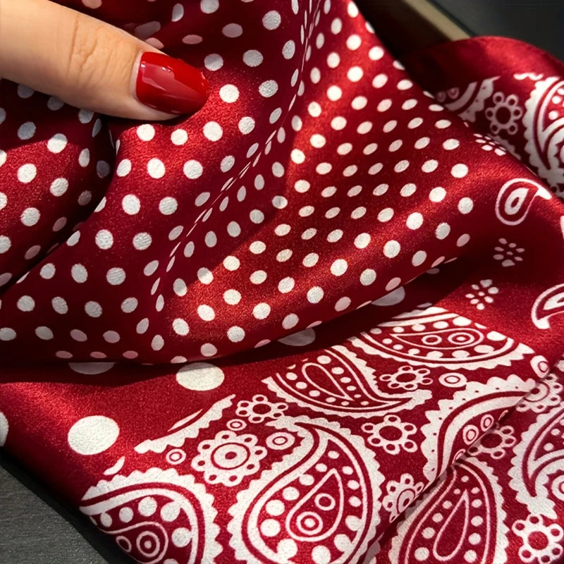 Damen Seidenschal gepunktet quadratisch Kopftuch Hijab Bandana Pashmina B