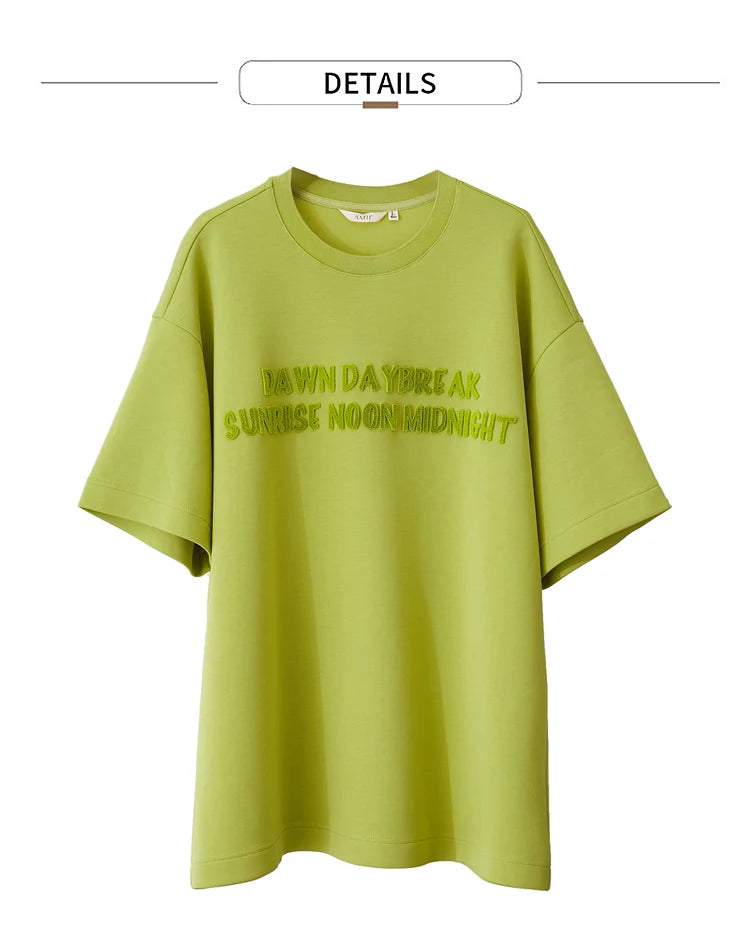 Damen T-Shirts mit Rundhalsausschnitt und losem, lässigem Schnitt mit Stickerei