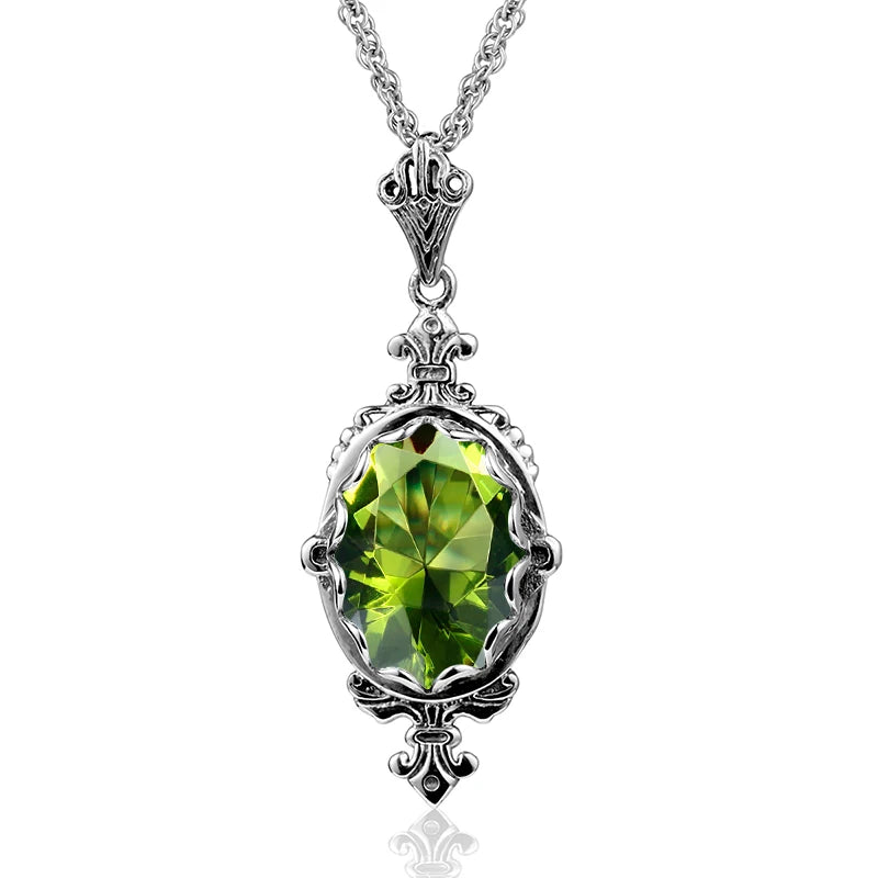 Damen-Halskette Mit Citrin-Anhänger Aus Sterling Silber 925 Ovaler Stein 10x14 mm 8 ct Victoria-Stil
