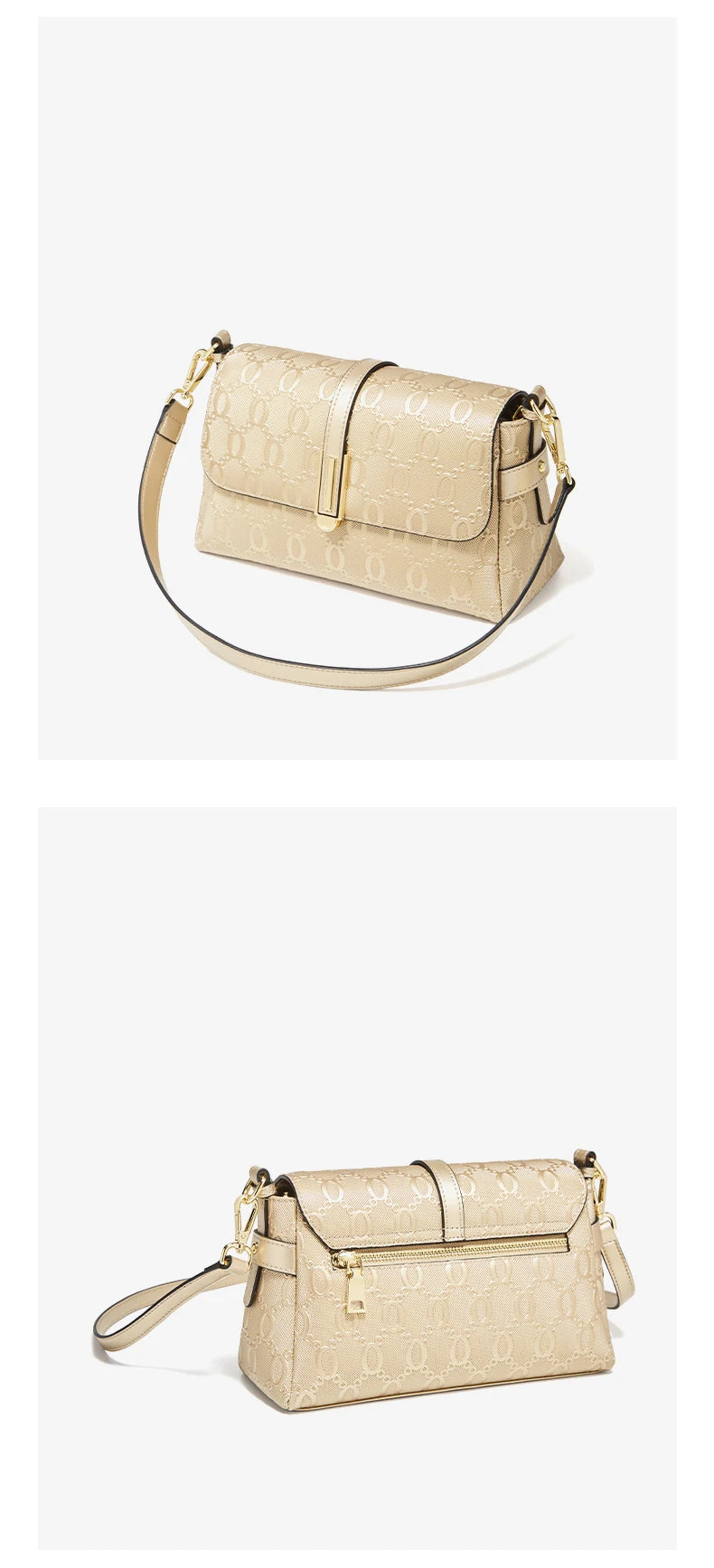 Damen Schultertasche Aus Spaltleder Mit Prägung Crossbody