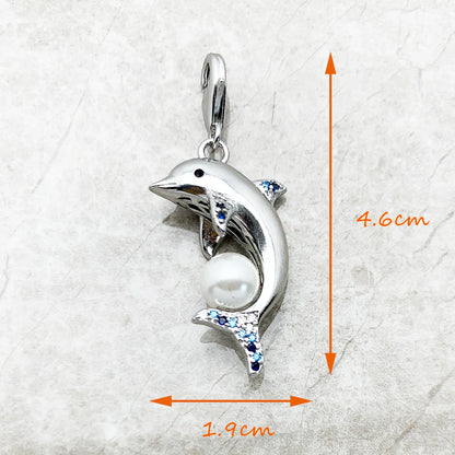 Damen-Charm-Anhänger Delfin mit Perle aus Sterlingsilber