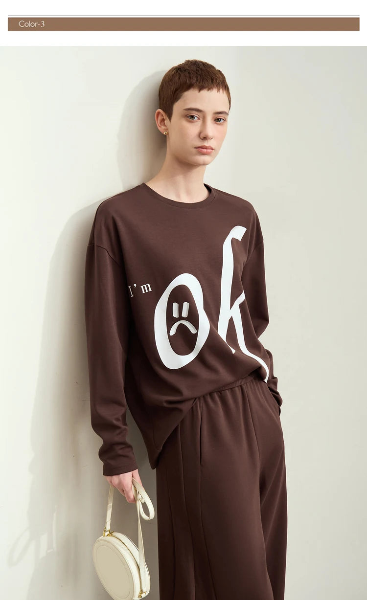 Damen T-Shirt im minimalistischen Stil mit Rundhalsausschnitt und Druckdesign