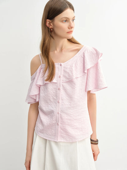 Kurzarm-Damenbluse im Workwear-Stil mit Kordelzug – ideal für den Sommer und den Büroalltag
