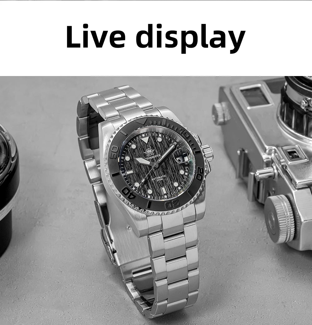 Herren-Taucheruhr mit 3D-Zifferblatt und NH35A-Automatikwerk
