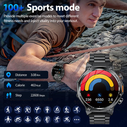 Männer Smartwatch mit robuster LED Taschenlampe und Bluetooth-Anruf-Funktion
