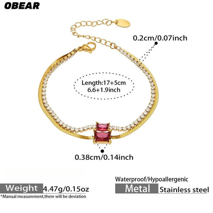 Damen-Armband Baguette-Zirkonia Doppelschicht