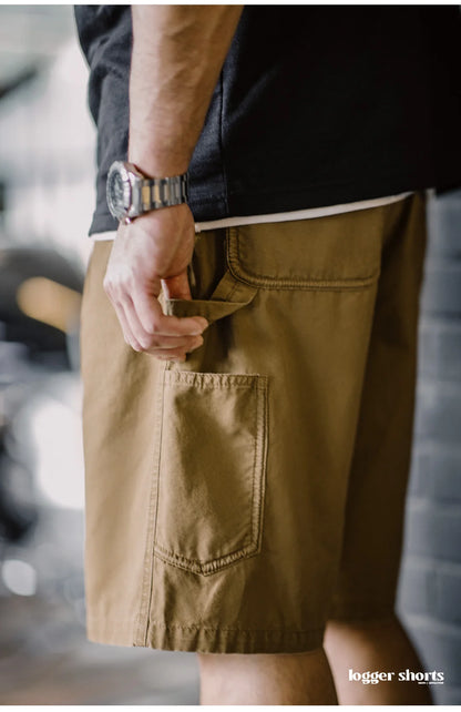 Herren Vintage Holzfäller Shorts mit Multi-Pocket und Reißverschluss für den Sommer