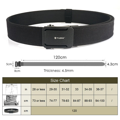 Herren-Taktischer Gürtel aus Nylon mit Automatischer Schnalle, 4,3 cm Breit, 120 cm Länge