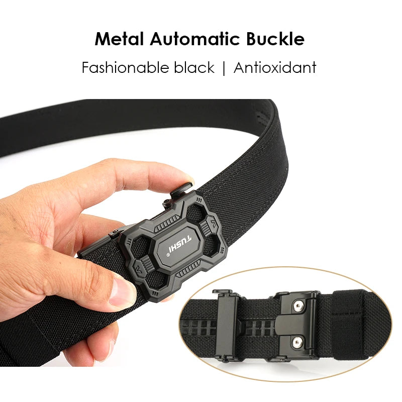 Herren-Taktischer Gürtel aus Nylon mit Robuster Metall-Schnalle Länge 110 bis 120 cm
