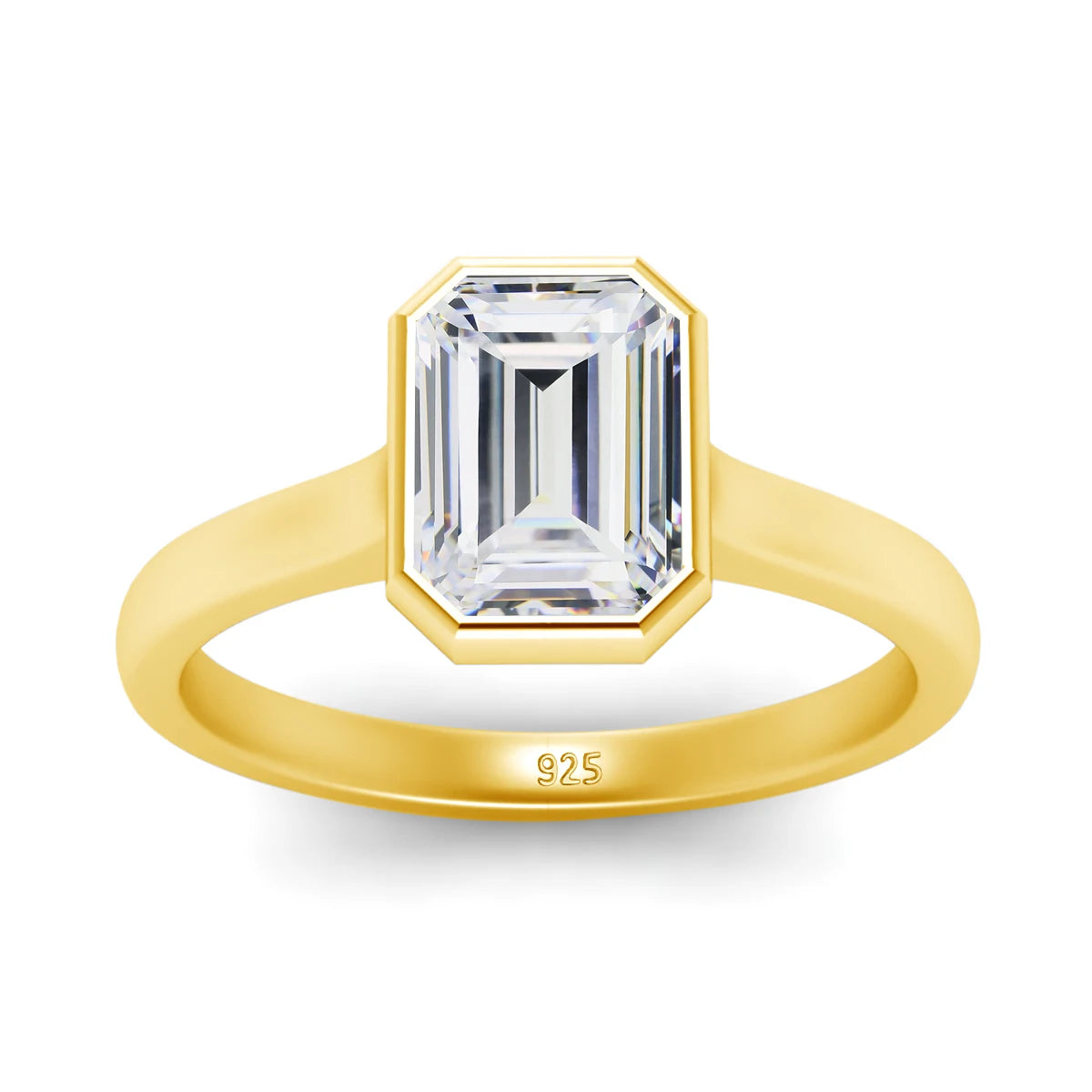 Damen-Ring aus Silber 925 mit Moissanit im Smaragd-Schliff 1 Karat Zertifikat inklusive Echtheitsprüfung